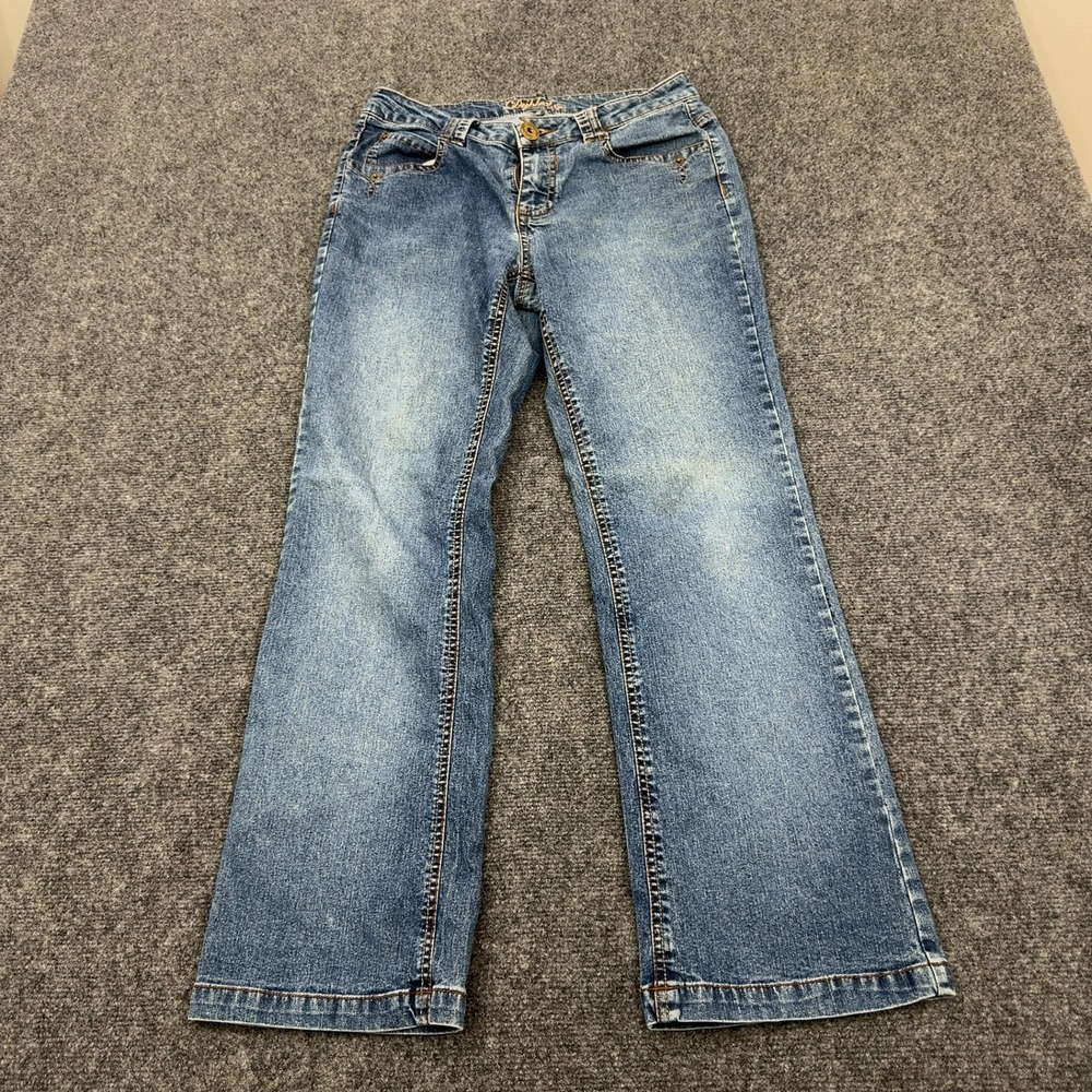 Vintage Duplex Jeans Womens 10 Blue Denim Low Rise Flare Y2K Retro Embroidered